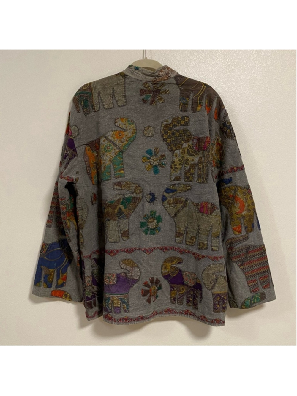Shop Therapy Jacket Womens Size L/XL Gray Elephant details 100% Cotton Jacket - Picture 5 of 12